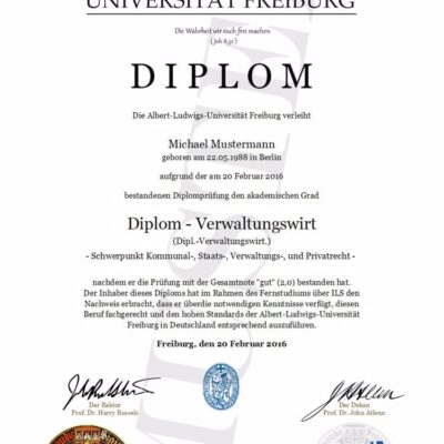 Buy Master Degree from the Albert-Ludwigs-Universität Freiburg