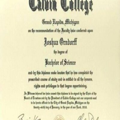 Buy PHD Doctorate Degree from The Calvin University