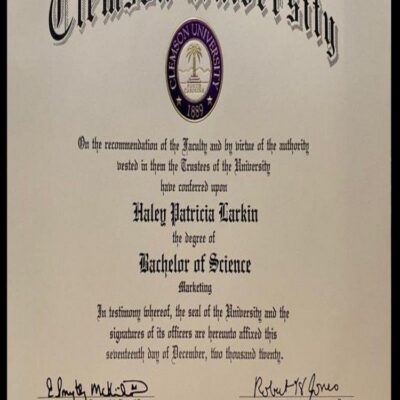 Buy Transcript Certificate from The Clemson University