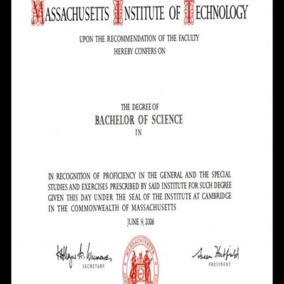 Buy PHD Honorary Doctorate Degree from The Massachusetts Institute of Technology