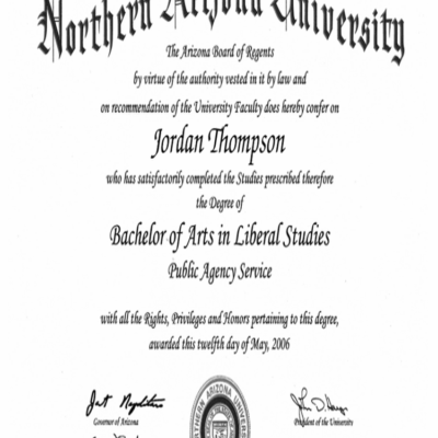 Buy PHD Honorary Doctorate Degree from The Northern Arizona University