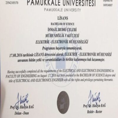 Buy Transcript Certificate from the  Pamukkale Üniversitesi