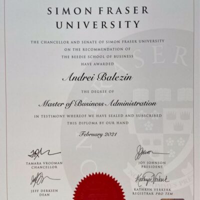Buy Transcript Certificate from the Simon Fraser University