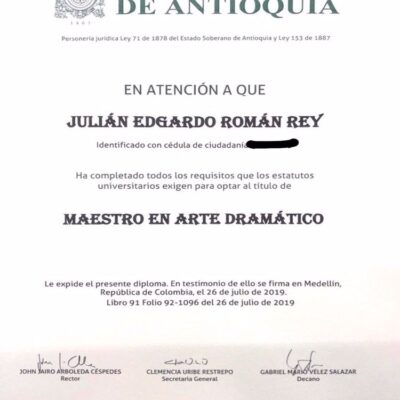 Buy Professorship Honorary Degree from The Universidad de Antioquía