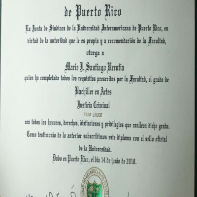Buy PHD Honorary Doctorate Degree from the Universidad Interamericana de Puerto Rico