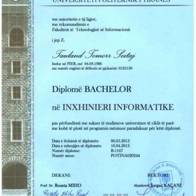 Buy transcript certificate from the Universiteti i Tiranës