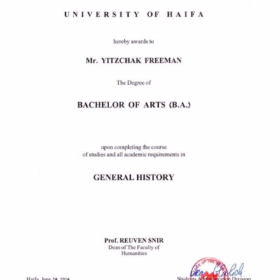 Buy  Transcript Certificate degree from The University of Haifa