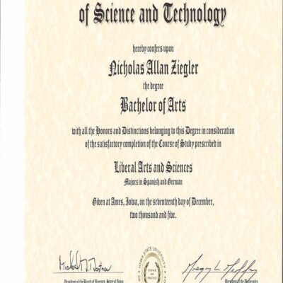 Buy Professorship Degree from The University of Iowa