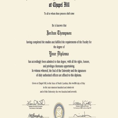 Buy Professorship Degree from The University of North Carolina at Chapel Hill