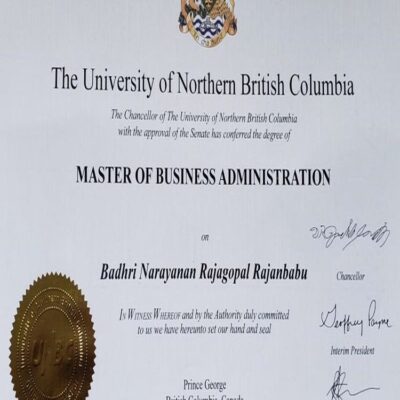 Buy Professorship Honorary Degree from The University of Northern British Columbia