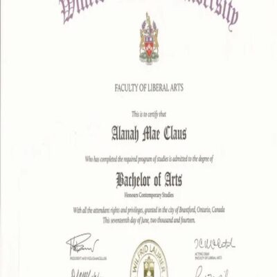 Buy PHD Honorary Doctorate Degree from The Wilfrid Laurier University
