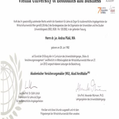 Buy PHD Honorary Doctorate Degree Wirtschaftsuniversität Wien