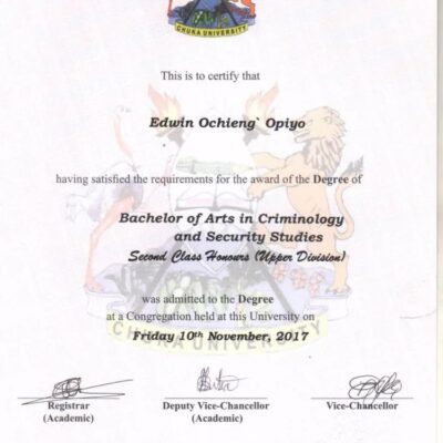 Buy Professorship Honorary Degree from The Chuka University