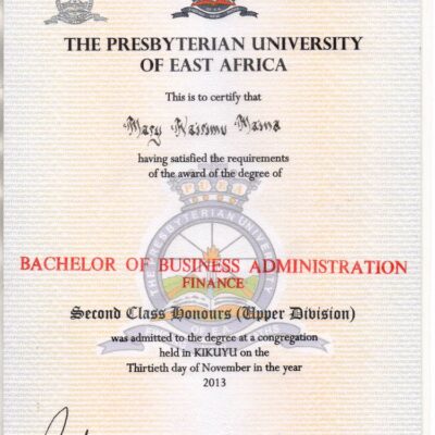 Buy college degree from The The Presbyterian University of East Africa