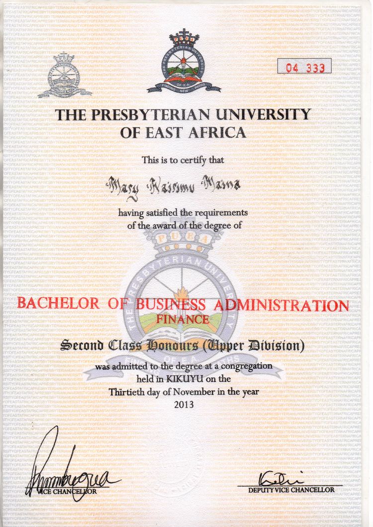Buy college degree from The The Presbyterian University of East Africa